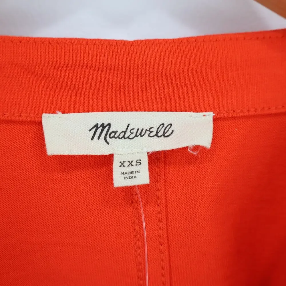Madewell Puff Sleeve Cotton Tee Bright Flame Size XXS NWT
